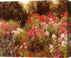 Aston Canvas Paintings - A Flower Garden by Louis Aston Knight