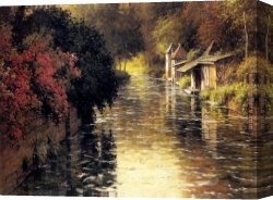 Aston Canvas Paintings - A French River Landscape by Louis Aston Knight