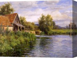 Aston Canvas Paintings - Cottage by the River by Louis Aston Knight