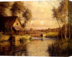 Aston Canvas Paintings - Old Mill in Normandy by Louis Aston Knight