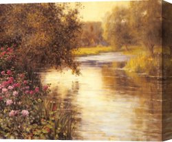 Aston Canvas Paintings - Spring Blossoms along a Meandering River by Louis Aston Knight