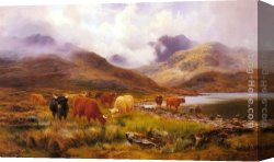 Misty Mood Canvas Paintings - A Misty Day in the Highlands by Louis Bosworth Hurt