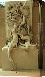 Hunters Canvas Paintings - Nubian Alligator Hunters by Louis-Ernest Barrias