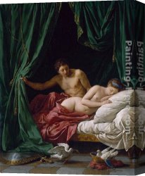 Venus And Mars Canvas Paintings - Mars and Venus by Louis Lagrenee