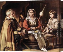 Nain Canvas Paintings - Peasant Interior by Louis Le Nain