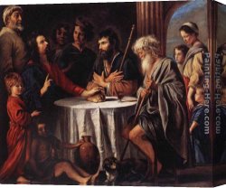 Supper Canvas Paintings - The Supper at Emmaus by Louis Le Nain