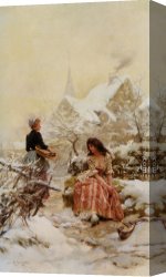 Schryver Canvas Paintings - Lhiver by Louis Marie de Schryver