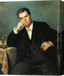 Glass Canvas Paintings - Portrait of Franz Heinrich Corinth with a Glass of Wine by Lovis Corinth