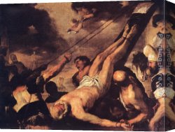 Luca Canvas Paintings - Crucifixion of St. Peter by Luca Giordano