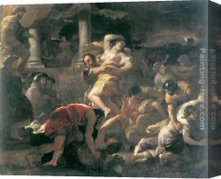 Sabine Canvas Paintings - Il ratto delle Sabine by Luca Giordano