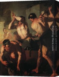 Blacksmith at His Forge Canvas Paintings - The Forge of Vulcan by Luca Giordano
