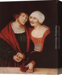 Luca Canvas Paintings - Amorous Old Woman and Young Man by Lucas Cranach the Elder