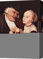 Luca Canvas Paintings - Old Man and Young Woman by Lucas Cranach the Elder