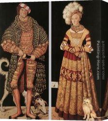 Luca Canvas Paintings - Portraits of Henry the Pious, Duke of Saxony and his wife Katharina von Mecklenburg by Lucas Cranach the Elder