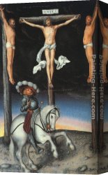 The Crucifixion Canvas Paintings - The Crucifixion with the Converted Centurion by Lucas Cranach the Elder