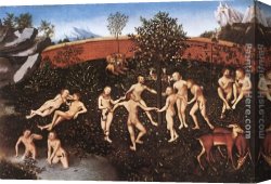 Luca Canvas Paintings - The Golden Age by Lucas Cranach the Elder