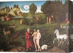 Luca Canvas Paintings - The Paradise by Lucas Cranach the Elder