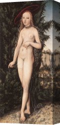 Standing Canvas Paintings - Venus Standing in a Landscape by Lucas Cranach the Elder