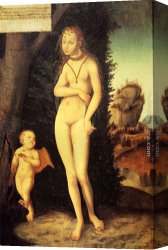 Luca Canvas Paintings - Venus With Cupid The Honey Thief by Lucas Cranach the Elder