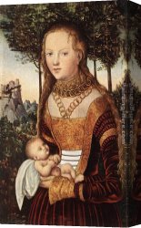 Luca Canvas Paintings - Young Mother with Child by Lucas Cranach the Elder