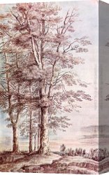 Luca Canvas Paintings - Landscape with Tall Trees by Lucas Van Uden