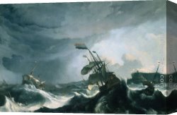 Distress Canvas Paintings - Ships in Distress in a Heavy Storm by Ludolf Backhuysen