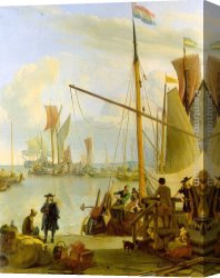 Ludolf Backhuysen Canvas Paintings - View from the Mussel Pier in Amsterdam by Ludolf Backhuysen