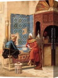 Ludwig Canvas Paintings - The Chess Game by Ludwig Deutsch