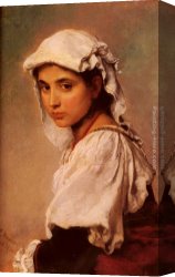 Knaus Canvas Paintings - A Portrait Of A Tyrolean Girl by Ludwig Knaus