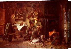 Knaus Canvas Paintings - Ein Forsterheim by Ludwig Knaus