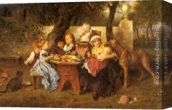 The Hunting Party Canvas Paintings - The Birthday Party by Ludwig Knaus