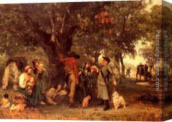 Blick Uber Die Sierra Nevada Canvas Paintings - Zigeuner Im Walde, Vom Ortsschulzen Uber Ihre Legitimation Ausgefragt by Ludwig Knaus