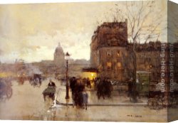 Boulevard Canvas Paintings - Boulevard Henri IV - Crepuscule by Luigi Loir