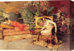 Catala Canvas Paintings - The Artist's Model by Luis Alvarez Catala