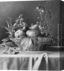 Luis Canvas Paintings - The Fruit Basket by Luis Jose Estremadoyro