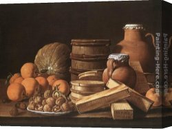 Luis Canvas Paintings - Still-Life with Oranges and Walnuts by Luis Melendez