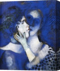 Lady Plays The Blues Canvas Paintings - Blue Lovers by Marc Chagall