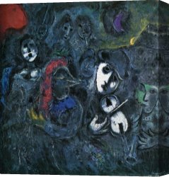 Night Canvas Paintings - Clowns at Night by Marc Chagall