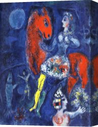 Horse Canvas Paintings - Horsewoman on Red Horse by Marc Chagall