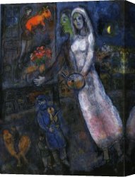 The Violinist Canvas Paintings - Newlyweds and Violinist by Marc Chagall