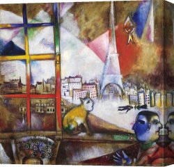 April in Paris Canvas Paintings - Paris Through the Window by Marc Chagall