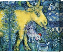 Ponies, a Calf And Poultry in a Farmyard Canvas Paintings - The Farmyard by Marc Chagall