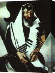 Praying Monks Canvas Paintings - The Praying Jew Rabbi of Vitebsk by Marc Chagall