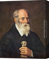 Portrait of an Old Man Canvas Paintings - Portrait of an Old Man with Gloves by Marcantonio Bassetti