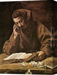 Antony Canvas Paintings - St Antony Reading by Marcantonio Bassetti