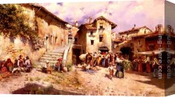 Vista Canvas Paintings - Vista Rural De Los Alrededores De Un Pueblo De Roma by Mariano Barbasan