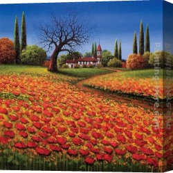 Fields of Tuscany I Canvas Paintings - CHATAEU OF THE FIELDS by Mario