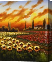 Sky in Honfleur Canvas Paintings - FIRE IN THE SKY by Mario