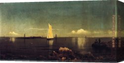 Harbor, Canvas Paintings - A Summer Afternoon Boston Harbor by Martin Johnson Heade