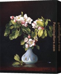 Apple Canvas Paintings - Apple Blossoms in a Vase by Martin Johnson Heade
